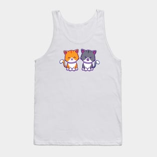 Cute Cat Couple Friend Tank Top